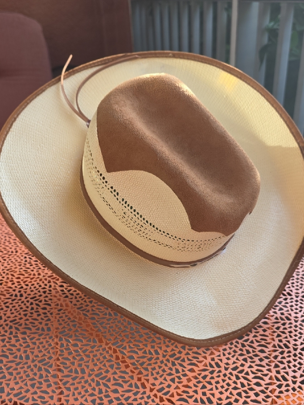 Men's Brown and Natural Straw Western Hat -La Sierra